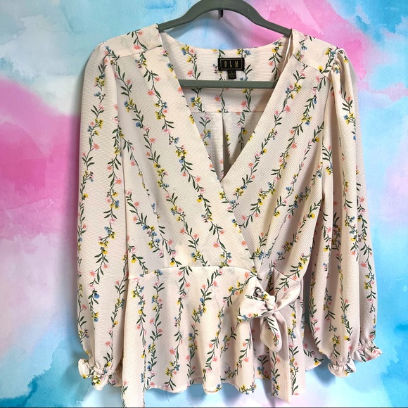 Womens peplum long sleeve top flower print size large - Picture 1 of 4